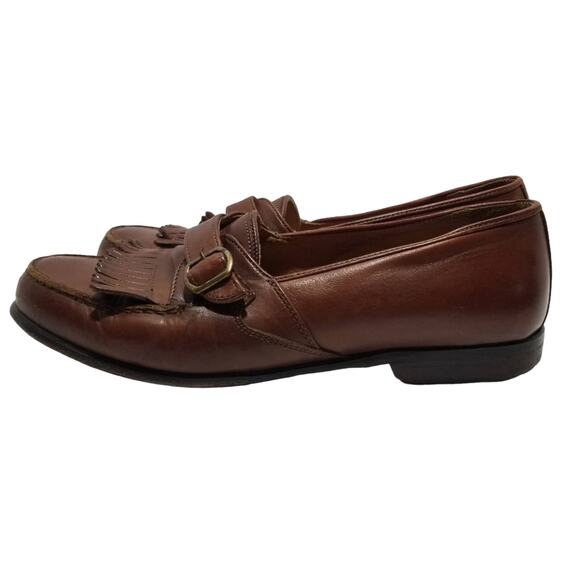 Cable & Co. Shoes Mens 9.5 Kiltie Loafers Brown Leather Made in Italy - Picture 1 of 9